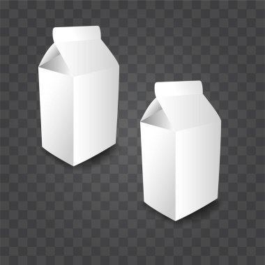 Boş set beyaz karton sıvı konteyner. 