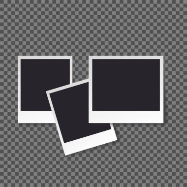 Polaroid siyah boş fotoğraf seti mockup.
