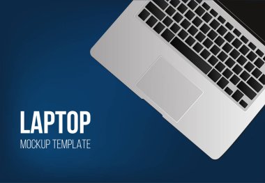 Gümüş Laptop klavye mockup şablonu.