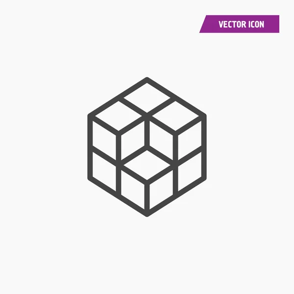 Cubo isométrico ícone linear plano mínimo único — Vetor de Stock