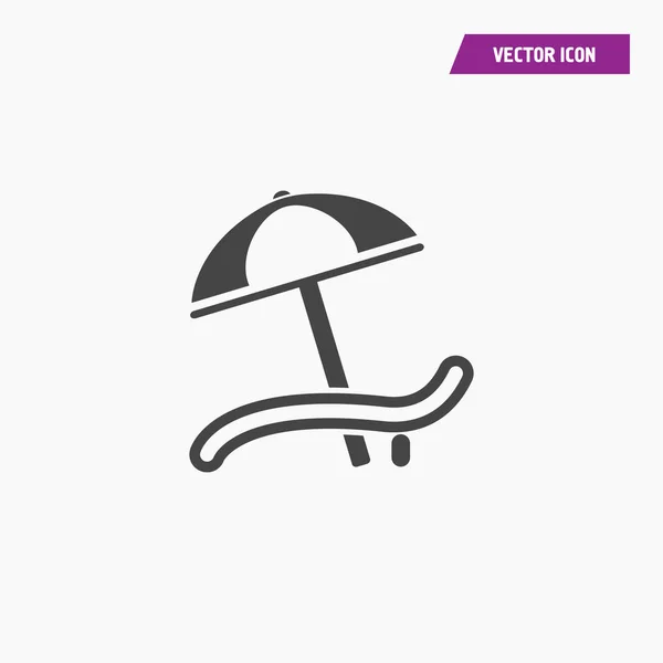 Tumbonas y sombrilla icono de la playa  . — Vector de stock