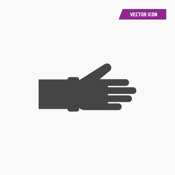 Negro mano recta humana, brazo icono plano — Vector de stock