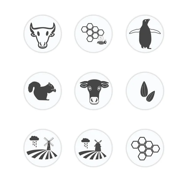 9 Ensemble d'icône de l'agriculture  . — Image vectorielle