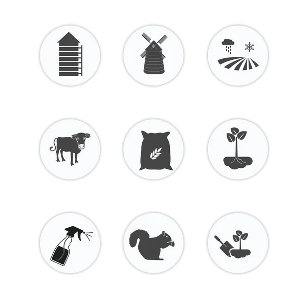 Agricultura Icono Set ilustración símbolo de signo vectorial aislado — Vector de stock