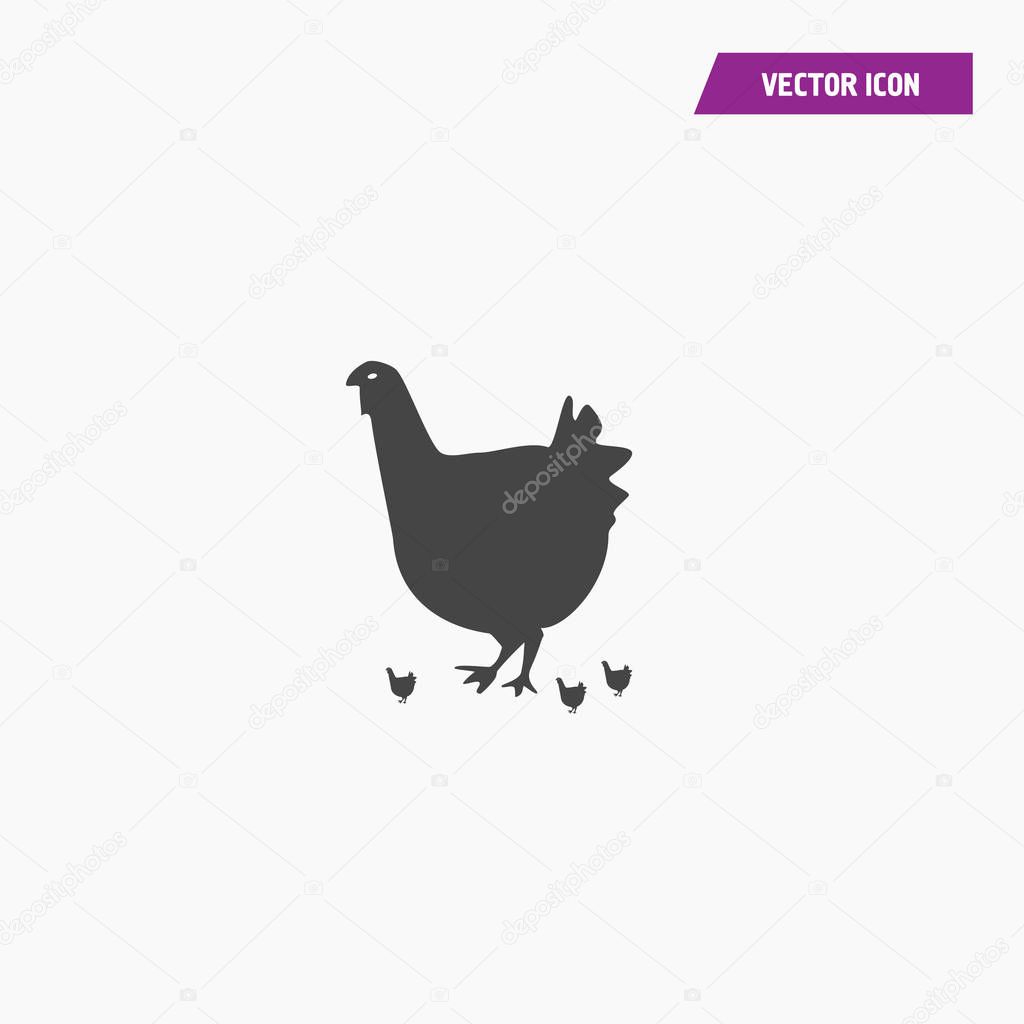 Vector chicken silhouette illustration isolated vector sign symbol