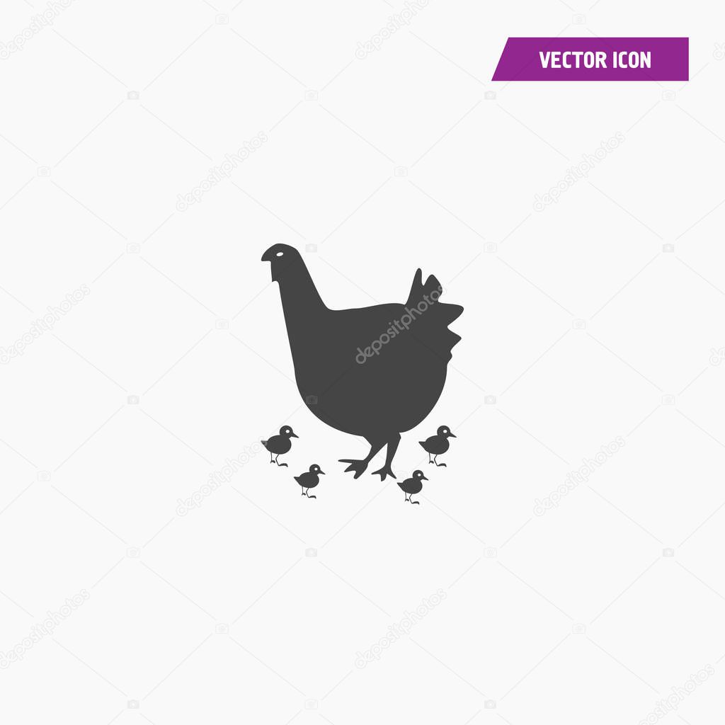 Vector chicken silhouette illustration isolated vector sign symbol