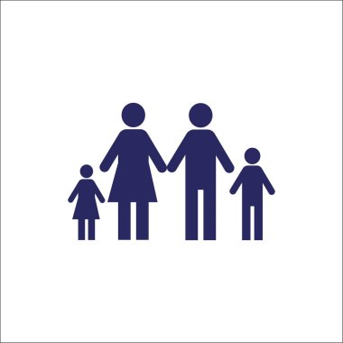Aile, anne baba oğul ve kızı simgesi 