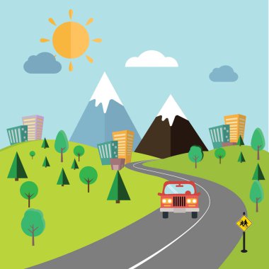 Kentsel trafik, yol, binalar afiş duvar kağıdı.