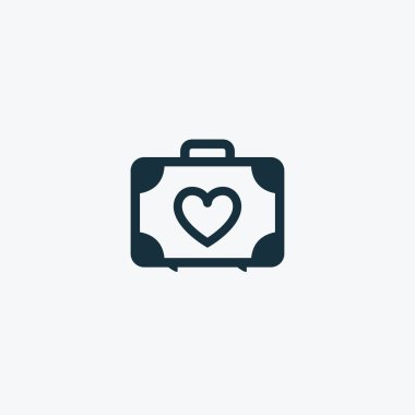 Sevgililer günü seyahat bagaj bagaj simgesi.