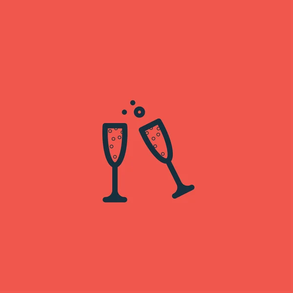 Vino romántico, copas de champán en rojo . — Vector de stock