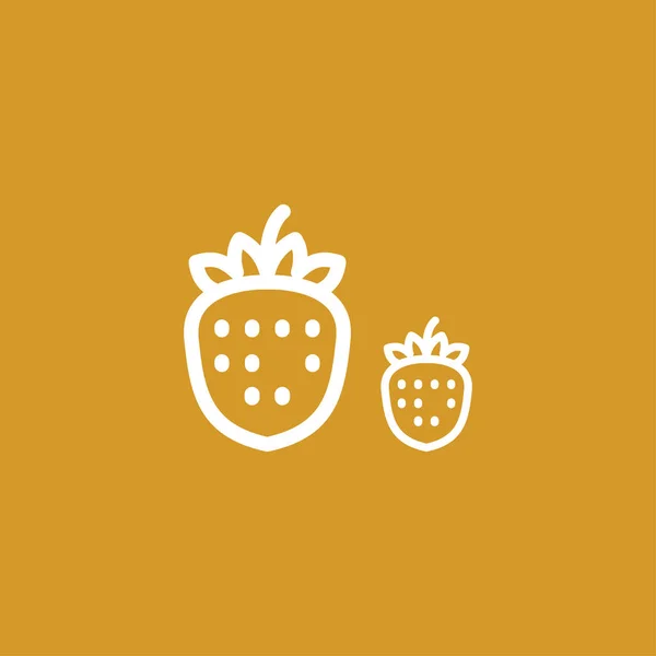 White strawberries on yellow icon. — 스톡 벡터