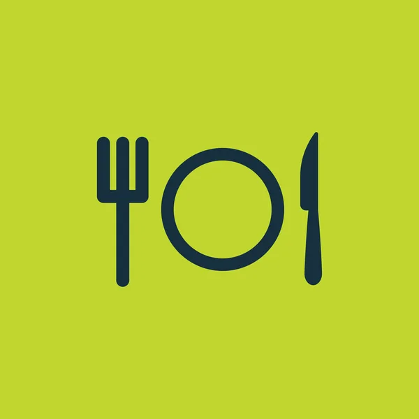 Обідній набір, виделка, вузол, тарілка на зеленому . — стоковий вектор