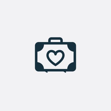 Sevgililer günü romantik aşk seyahat bagaj simgesi.