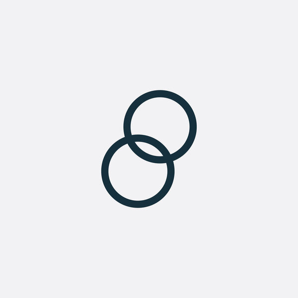 Valentine day wedding connected rings icon.