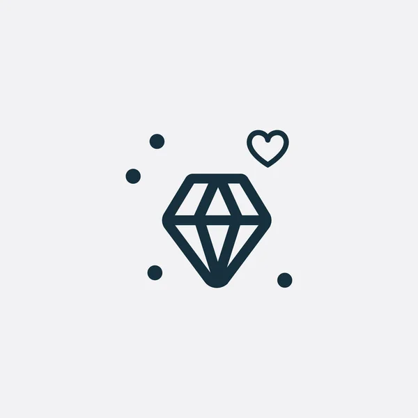 Valentin-napi gyémánt ikon szív szimbólumokkal. — Stock Vector