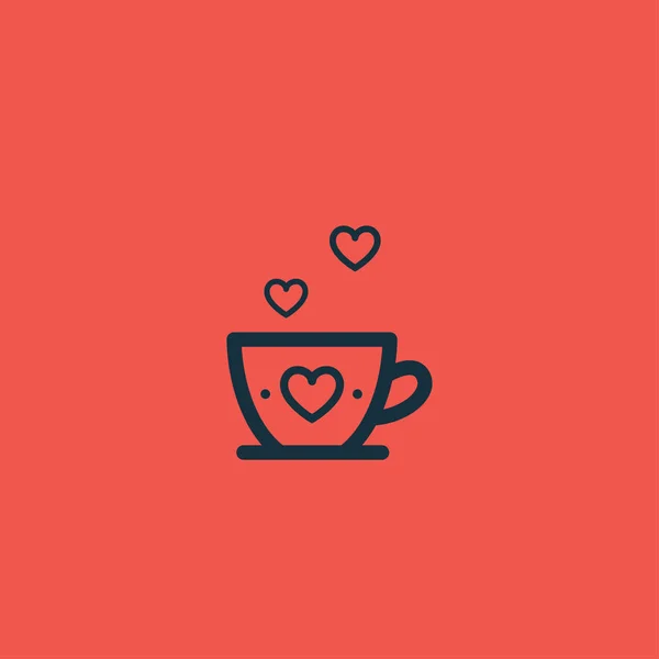 Coffee tea cup with heart symbols on red. — Stock Vector