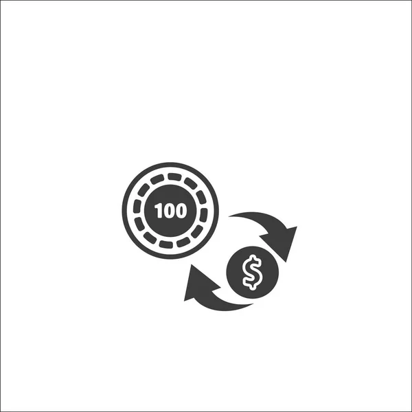Kasino-čip konverze na dolar, ikona peněz. — Stockový vektor