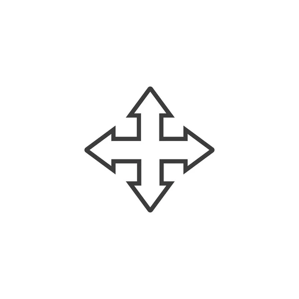 Linje plus symbol med kompass pilar. — Stock vektor