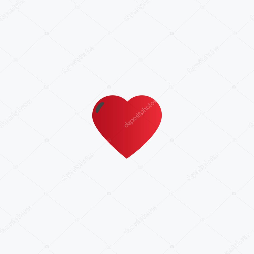 Red heart filled line icon vector. 