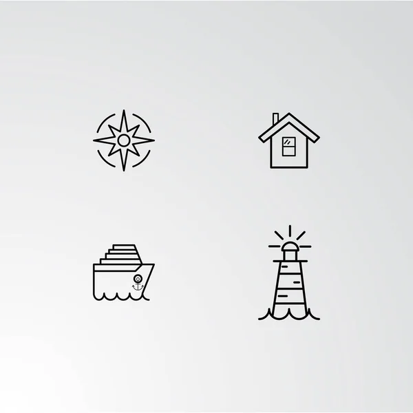 Set de 4 iconos perfectos para la navegación . — Vector de stock