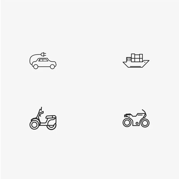 4 iconos de transporte sencillos útiles — Vector de stock