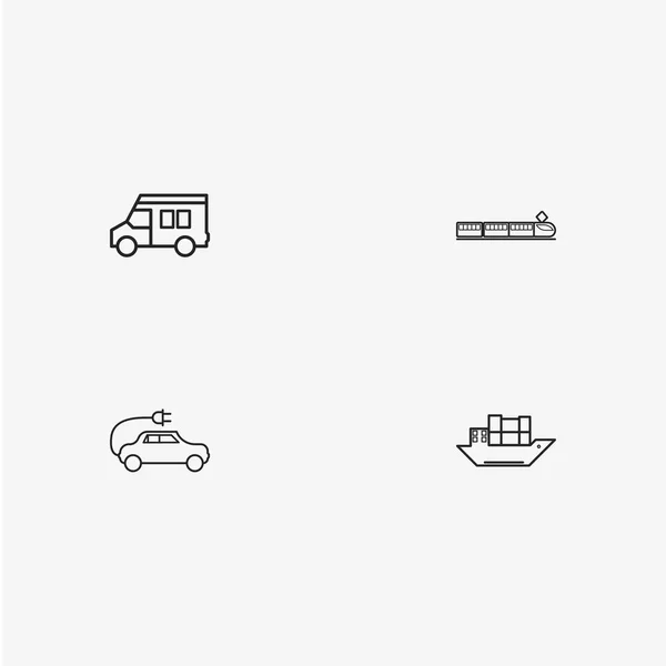 4 icônes de transport simples utiles — Image vectorielle