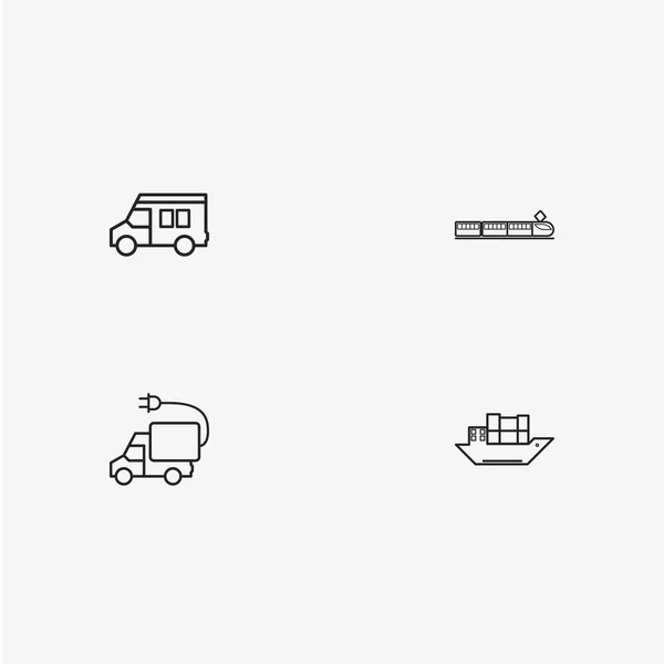 4 icônes de transport simples utiles — Image vectorielle