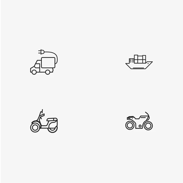 4 ícones de transporte simples úteis — Vetor de Stock