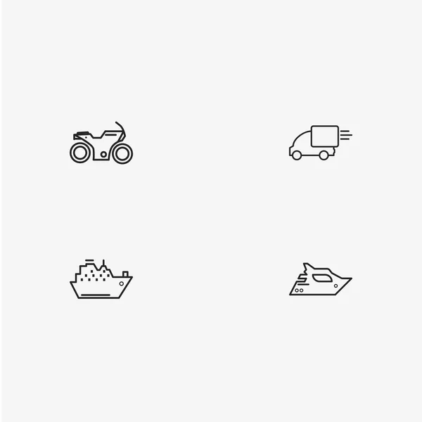 4 iconos de transporte sencillos útiles — Vector de stock