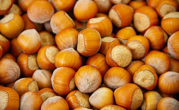 Коричневые орехи с раковинами на складе — стоковое фото