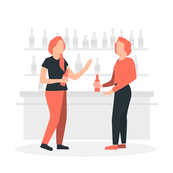 Dos mujeres hablando alrededor del mostrador del bar — Archivo Imágenes Vectoriales