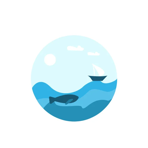 熱帯の青い海に浮かぶ帆船 — ストックベクタ