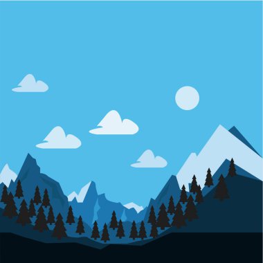 Gün ışığında dağlar ve orman manzarası