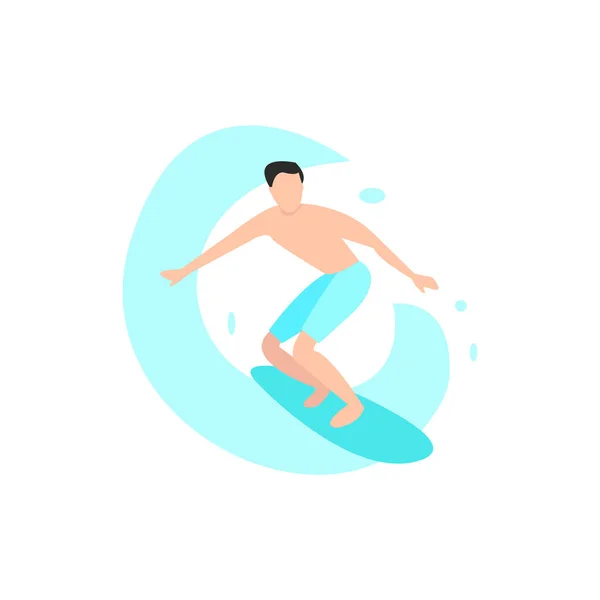 Mann surft auf den Wellen im Ozean — Stockvektor
