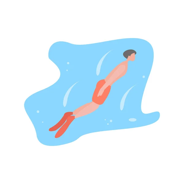 Hombre buceo en el océano azul — Vector de stock