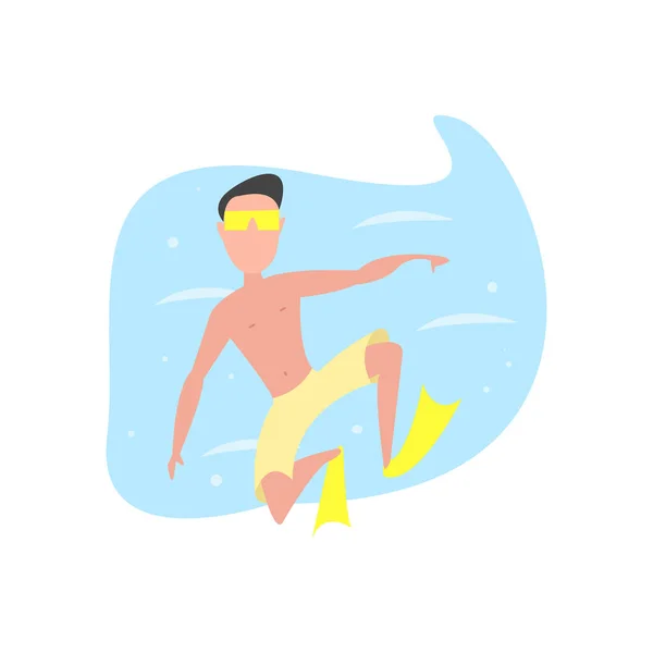 Hombre de buceo con gafas bajo el agua — Vector de stock