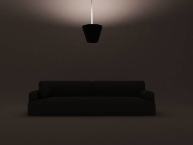 kanepe odasında 3d render