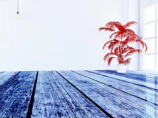 Rote Pflanze Fenster Rendering — Stockfoto