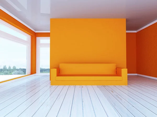 部屋の白いソファと3Dレンダリング — ストック写真