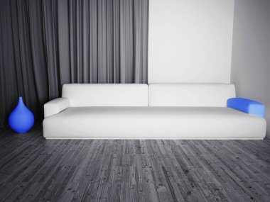 odanın bir parçası, gri ve mavi, 3d 