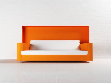 odada beyaz kanepe, 3d 