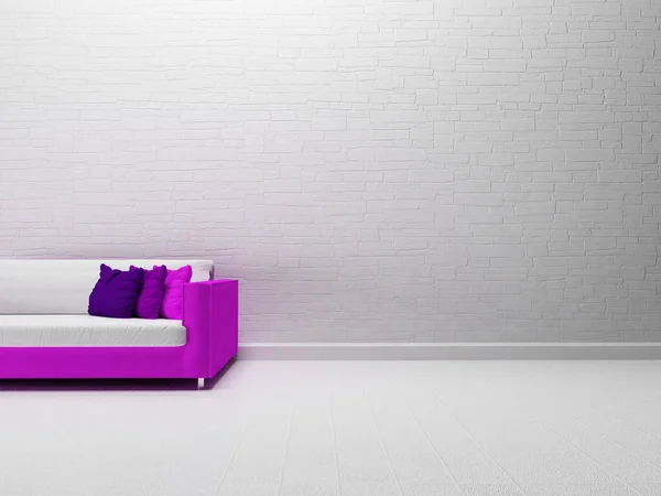 Weißes Sofa im Zimmer, 3d — Stockfoto