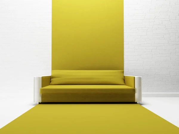 Fehér kanapé a szobában, 3D — Stock Fotó