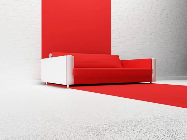 Weißes Sofa im Zimmer, 3d — Stockfoto