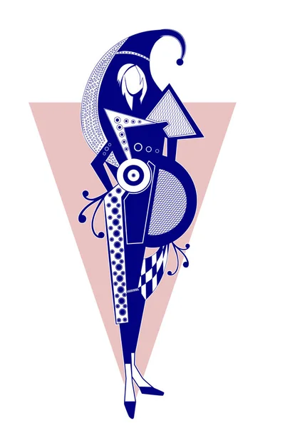 ブルーで作られたキャップを持つ女性モデル — ストックベクタ