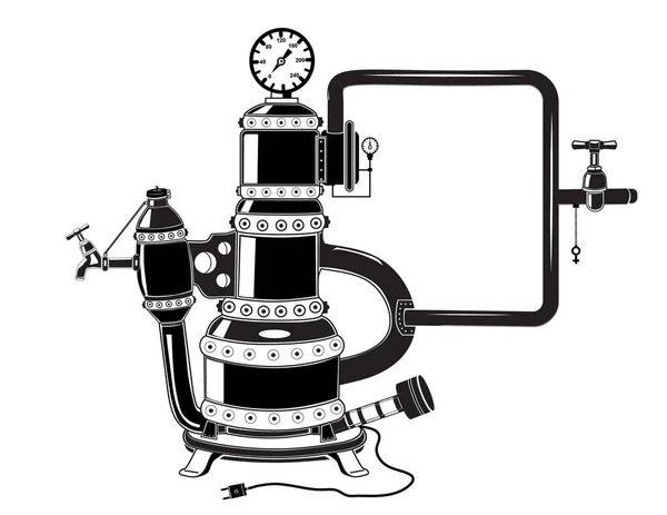 Steampunk tarzında boyanmış büyük çaydanlık