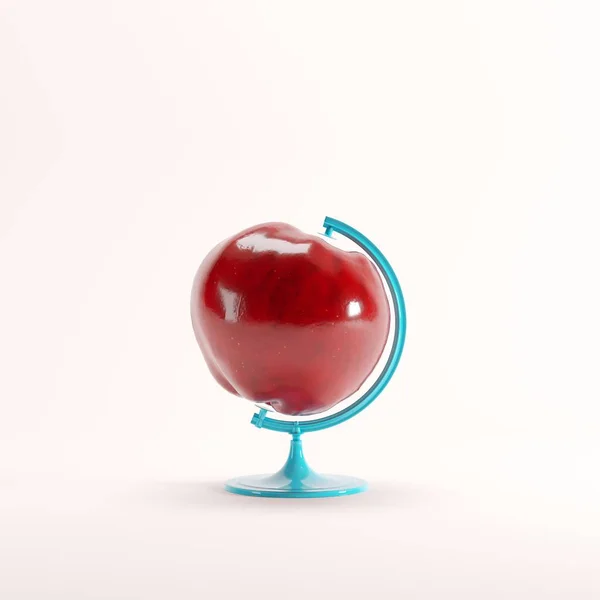 Κόκκινη Apple Ιδέα Παγκόσμιας Ιδέας Λευκό Φόντο Ιδέα Ελάχιστης Ιδέας — Φωτογραφία Αρχείου