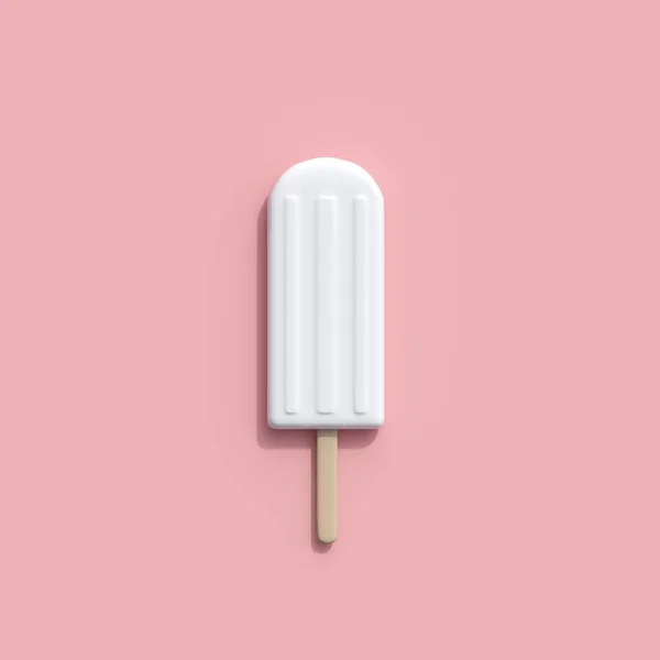 Weiß Ein Eis Auf Rosa Hintergrund Minimale Kreative Idee — Stockfoto