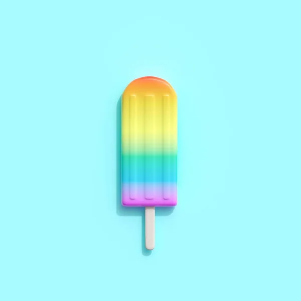 Rainbow Ice Cream Blue Background Minimal Creative Idea — Stock Photo, Image