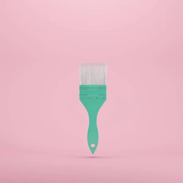 Pinsel Schwimmend Auf Pastellfarbenem Hintergrund Minimales Ideenkonzept — Stockfoto